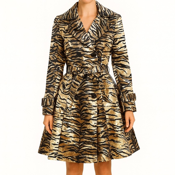 Vintage MaxMara Leopard Print Trench Coat - Picture 1 of 14